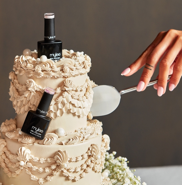 gel polish bottles in a cake