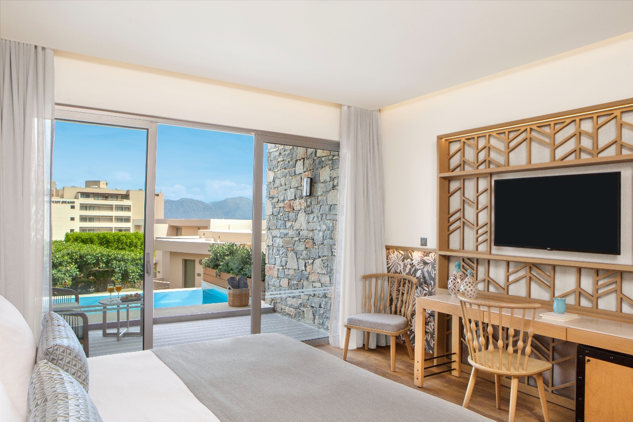 hotel suite with a balcony