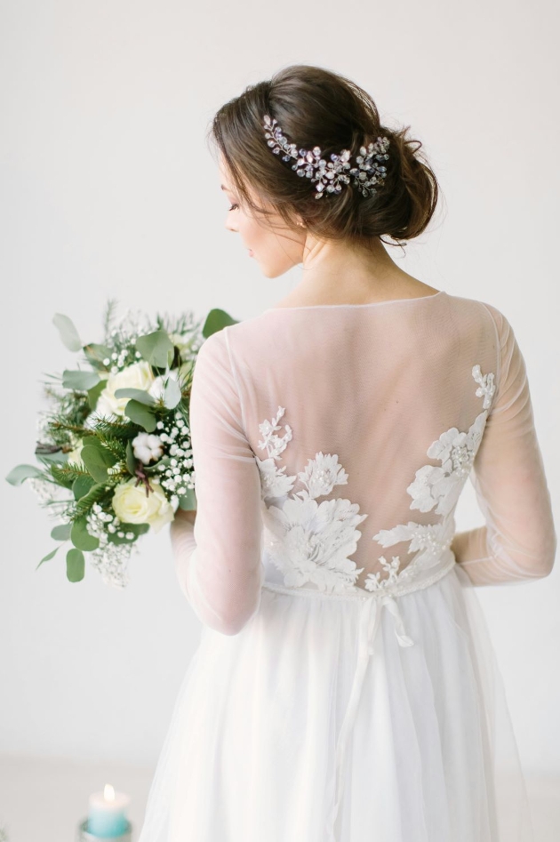 bride with hair up style