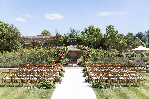 Cowdray Walled Garden laid out for a wedding ceremony